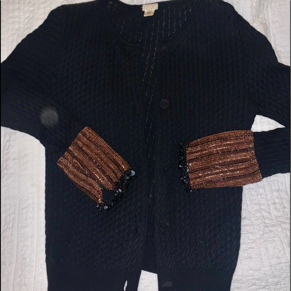 Cashmere cardigan with beaded cuff